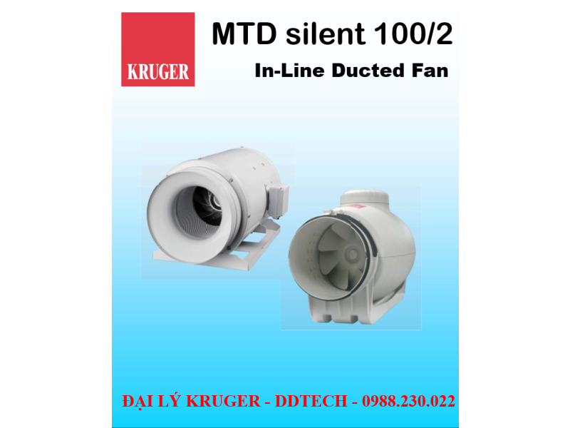 Quạt in-line nối ống gió Kruger MTD Silent 100/2 - 240 m3/h - Đại lý chính hãng