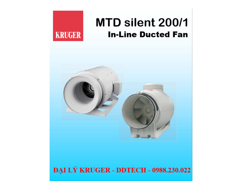 [CÓ SẴN] Quạt in-line nối ống gió Kruger MTD Silent 200/1 - 900 m3/h - Đại lý chính hãng