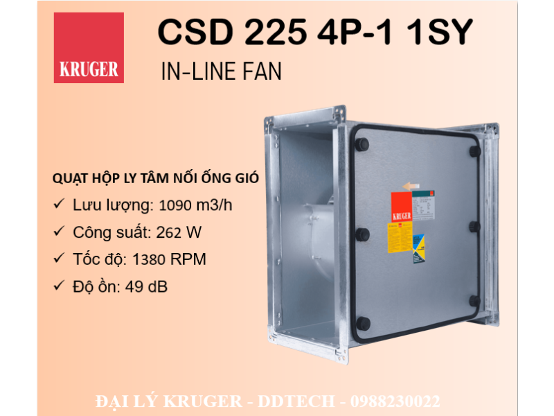 QUẠT HỘP LY TÂM KRUGER CSD 225 4P-1 1SY - 1090 M3/H