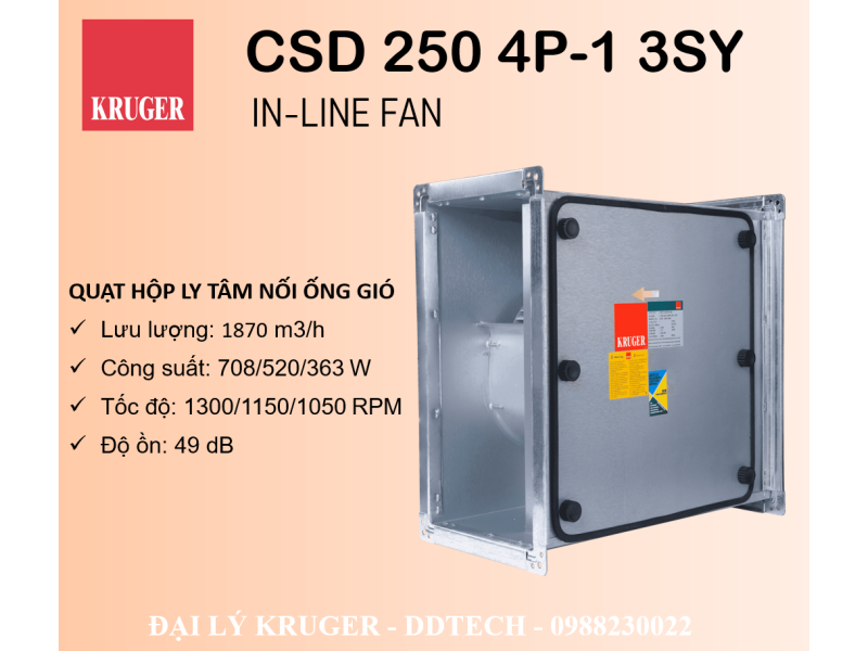 QUẠT HỘP LY TÂM KRUGER CSD 250 4P-1 3SY - 1870 M3/H