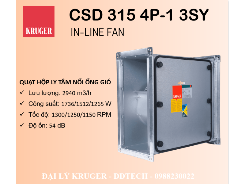 QUẠT HỘP LY TÂM KRUGER CSD 315 4P-1 3SY - 2940 M3/H