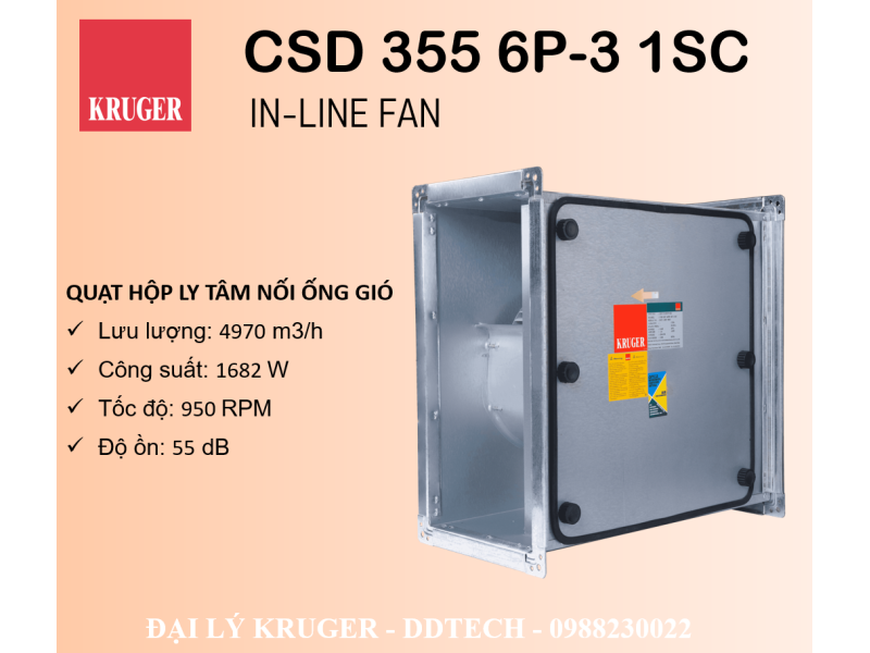 QUẠT HỘP LY TÂM KRUGER CSD 355 6P-3 1SC - 4970 M3/H