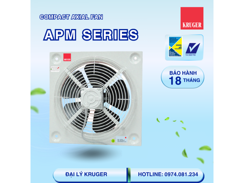 [CÓ SẴN] Quạt gắn tường Kruger APM 200 - 500 m3/h - Đại lý chính hãng