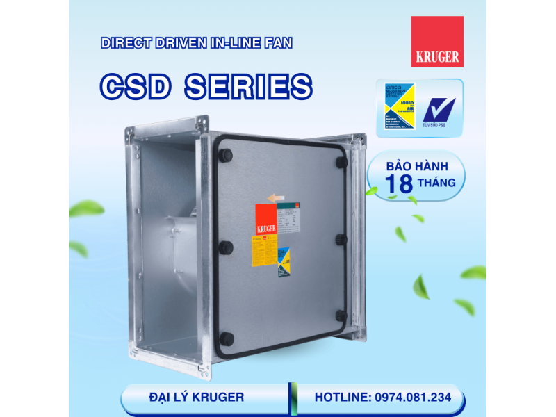 QUẠT HỘP LY TÂM KRUGER CSD 400 6P-3 1SC - 7045 M3/H